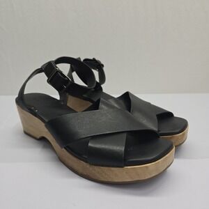 Everlane Black Leather Crisscross Platform Sandals
